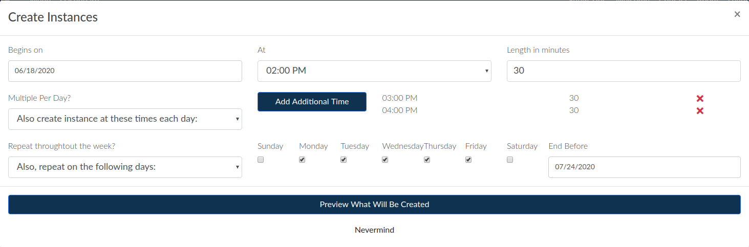 Instances allow multiple events